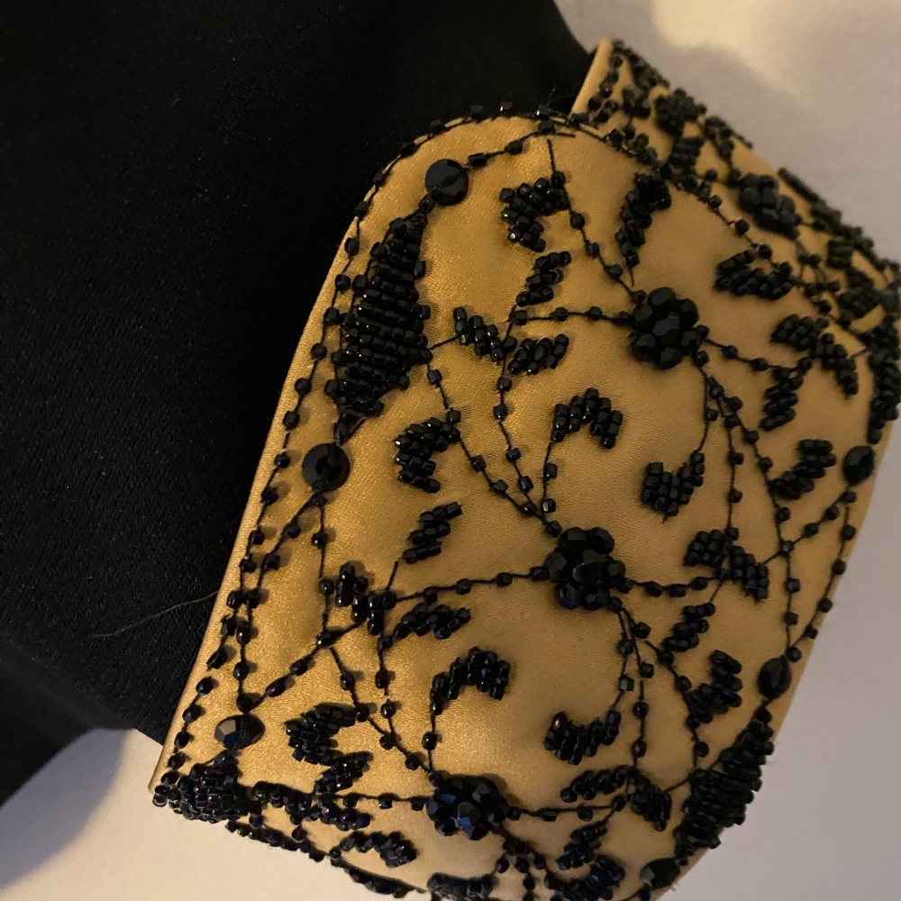 Vintage Albert Nipon Evening Black Creamy Gold Sa… - image 3